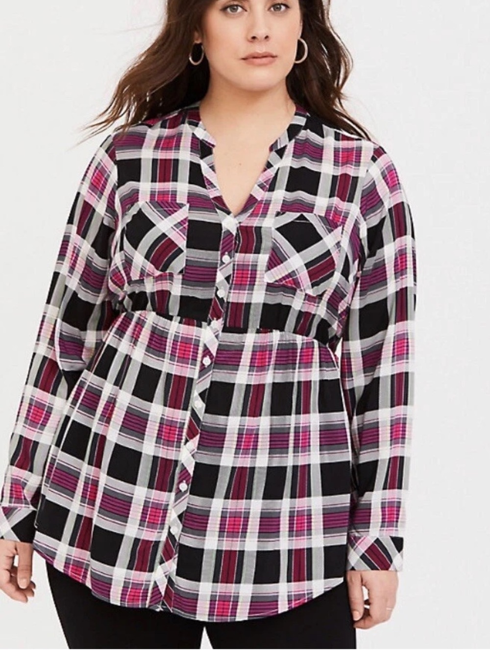 TORRID Plaid Babydoll Tunic Top